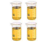 PATIKIL 250ml Tall Glass Beaker, 4Pcs 3.3 Borosilicate Glass Beakers Graduated Measuring Cup with Spout for Lab Experiment, Cooking and Baking, Clear