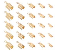 PATIKIL 250Pcs Fold Crimp Ends Caps, 5 Size Copper Fold Over Crimps Cord Ends Leather Ribbon Ending Clasp Tips Crimp End Tips for Jewelry Making, DIY Crafts, Light Gold Tone