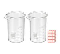 PATIKIL 25ml Glass Beaker, 2 Pack Measuring Glass Beaker Graduated Borosilicate Lab Cups Mug Low Form Heat Safe Transparent with Spout Label for Laboratory Science Kitchen Liquids