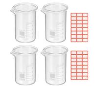 PATIKIL 25ml Glass Beaker, 4 Pack Measuring Glass Beaker Graduated Borosilicate Lab Cups Mug Low Form Heat Safe Transparent with Spout Label for Laboratory Science Kitchen Liquids