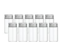 PATIKIL 25ml Test Tubes, 12pcs 2.36x1.18in Glass Clear Flat Bottom Test Tube Containers with Aluminum Cap for Bead Party Candy Bath Salt Storage Scientific Experiment Plant Propagation