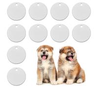 PATIKIL 25mm Blanks Dog Pet Tags, 10Pcs Round Aluminum Blanks Engraving Tags for Carving Names Phone Numbers or Other Information Pendants, Silver