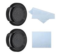 PATIKIL 25mm Lens Cap, 2 Pack Sides Pinch Snap Camera Lens Cover for Front Lens with Cloth, Suitable for 25mm Thread Universal DSLR Lenses, Black for Nikon, for Fujifilm, for Pentax