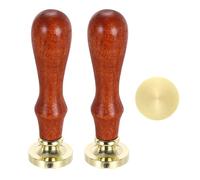 PATIKIL 25mm Round Blank Wax Seal Stamp, 2 Pack Removable Brass Head Without Carving Wooden Handle for Envelope Invitation Wine Packing Gift Wrapping