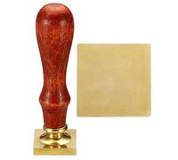 PATIKIL 25mm Square Blank Wax Seal Stamp, Removable Brass Head Without Carving Wooden Handle Retro for Envelope Invitation Wine Packing Gift Wrapping