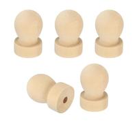 PATIKIL 25mm Stamp Wood Round Handle, 5Pcs Wooden Knobs Stamp Mounts Drawer Pulls for Stamp Making DIY Crafting Scrapbooking, Brown