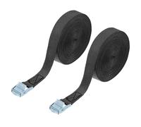 PATIKIL 25mm x 10m Lashing Strap with Buckles, 2 Pcs Cam Buckle Tie Down Straps Adjustable Heavy Duty Secure Cinch Straps Up to 551 lbs for Cargo Kayak Bicycles, Black