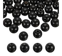 PATIKIL 25pcs 20mm Black Natural Wood Beads with 5mm Hole Unfinished Round Wooden Loose Spacer Balls Bulk for DIY Crafts Garland Macrame Farmhouse Decor Jewelry Making