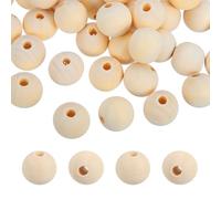PATIKIL 25pcs 22mm Brown Natural Wood Beads with 5mm Hole Unfinished Round Wooden Loose Spacer Balls Bulk for DIY Crafts Garland Macrame Farmhouse Decor Jewelry Making
