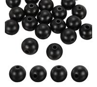 PATIKIL 25pcs 30mm Black Natural Wood Beads with 6mm Hole Unfinished Round Wooden Loose Spacer Balls Bulk for DIY Crafts Garland Macrame Farmhouse Decor Jewelry Making