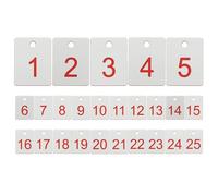 PATIKIL 25PCS Rectangle Number Tags 1-25, 3x4CM Table Number Key Tags Plastic Numbered with Hole for Organizer Drawing Prizes Field Sales Clothes Labels, White