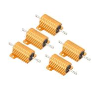 PATIKIL 25W 15 Ohm Aluminum Shell Resistor, 5 Pack Aluminum Housing Resistor Housed Case Wirewound Resistors Screw Tap Power Resistor 5% Tolerance, Golden