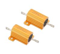 PATIKIL 25W 4 Ohm Aluminum Shell Resistor, 2 Pack Aluminum Housing Resistor Housed Case Wirewound Resistors Screw Tap Power Resistor 5% Tolerance, Golden
