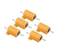 PATIKIL 25W 4 Ohm Aluminum Shell Resistor, 5 Pack Aluminum Housing Resistor Housed Case Wirewound Resistors Screw Tap Power Resistor 5% Tolerance, Golden
