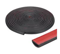 PATIKIL 26.2 ft D Shape Rubber Seal Strip, Self-Adhesive EPDM Rubber Door Weather Stripping for Boat, RV, Auto, Truck, Marine, Garage Doors/Window, W: 3/4", H: 3/8", Black/Red
