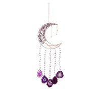 PATIKIL 26" Large Agate Gemstone Sun Dream Catcher, 7 Chakra Tree of Life Moon Crystal Stones Handmade Dreamcatcher for Adults Bohemian Bedroom Wall Hanging, Garden Decor, Purple