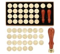 PATIKIL 26 Letters A-Z Alphabet Wax Seal Stamp Kit, Vintage Sealing Stamp with 2pcs Wooden Handles Gift Box for Wedding Invitation, Party, Gift Wrap, Envelope Card, Style 4