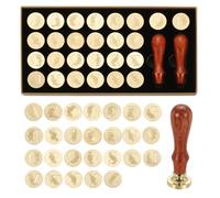 PATIKIL 26 Letters A-Z Alphabet Wax Seal Stamp Kit, Vintage Sealing Stamp with 2pcs Wooden Handles Gift Box for Wedding Invitation, Party, Gift Wrap, Envelope Card, Style 1