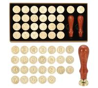 PATIKIL 26 Letters A-Z Alphabet Wax Seal Stamp Kit, Vintage Sealing Stamp with 2pcs Wooden Handles Gift Box for Wedding Invitation, Party, Gift Wrap, Envelope Card, Style 3