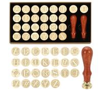 PATIKIL 26 Letters A-Z Alphabet Wax Seal Stamp Kit, Vintage Sealing Stamp with 2pcs Wooden Handles Gift Box for Wedding Invitation, Party, Gift Wrap, Envelope Card, Style 8