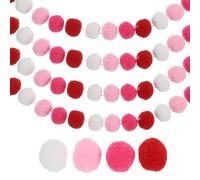 PATIKIL 26Ft Pom Pom Garland Decorations, 4Pcs Colorful Felt Ball Garland Banner Cute Rainbow Pompom Hanging Decorations for Tree Ornaments Homes Decor, Pink/White/Rose Red