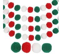 PATIKIL 26Ft Pom Pom Garland Decorations, 4Pcs Colorful Felt Ball Garland Banner Cute Rainbow Pompom Hanging Decorations for Tree Ornaments Homes Decor, Red/Green/White