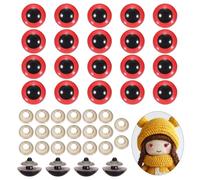 PATIKIL 26mm Safety Eyes, 20Pcs Realistic Doll Crocheting Safety Eyes with Washers for Decor Crochet Accessories Dolls Craft Halloween, Red