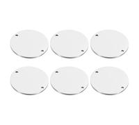 PATIKIL 26mm Steel Disc, 6Pcs Metal Stamping Blanks Tags Circle Round Pendants Metal Plate Connection Stainless Steel with 2 Holes for Laser Engraving Stamping Craft Name Tag, Silvery