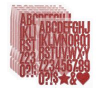 PATIKIL 276Pcs 1.6" Glitter Letter Stickers, 6Sheets Glitter Number Stickers Vinyl Self-Adhesive Alphabet Number Waterproof Decals for Scrapbook Decoration Mailbox Sign, Red