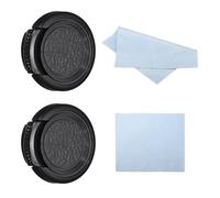 PATIKIL 27mm Lens Cap, 2 Pack Sides Pinch Snap Camera Lens Cover for Front Lens with Cloth, Suitable for 27mm Thread Universal DSLR Lenses, Black for Nikon, for Fujifilm, for Pentax