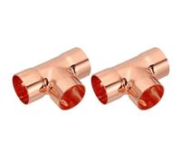 PATIKIL 28mm ID 1mm Thick Tee Copper Fitting, 2pcs 99.9% 3 Way Pure Copper Pipe Fitting Tube Connector with Sweat Solder Connection for Plumbing HVAC Refrigeration System