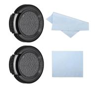 PATIKIL 28mm Lens Cap, 2 Pack Sides Pinch Snap Camera Lens Cover for Front Lens with Cloth, Suitable for 28mm Thread Universal DSLR Lenses, Black for Nikon, for Fujifilm, for Pentax