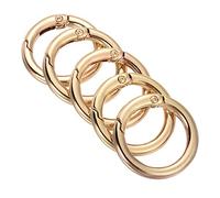 PATIKIL 28x20x4mm Spring Gate O Rings, 5 Pack Round Snap Clip Zinc Alloy for Keyrings Buckle, Light Gold