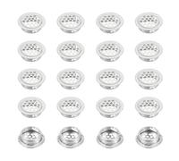 PATIKIL 29 mm Circular Soffit Vent, 20 Pcs Stainless Steel Round Mesh Hole Air Vents Dual Panel Round Mesh Hole Louver for Kitchen Wardrobes Shoe Sundry Cabinet Bathroom, Silver