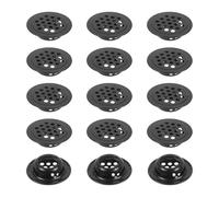 PATIKIL 29mm Circular Air Vents, 15 Pcs Round Mesh Hole Flat Soffit Vents Stainless Steel Dual Panel Round Mesh Hole Louver for Bathroom Kitchen Wardrobes Shoe Sundry Cabinets, Black