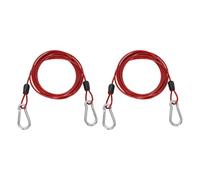 PATIKIL 2m Security Steel Cable with Snap Hook, 2Pcs PVC Coated Flexible Double Loop Wire Rope Bike Cable Lock Security Chain for Outdoor Travel Luggage, Clear Red