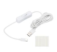 PATIKIL 2M USB Cable with ON/Off Switch, USB Male to Type-C Male Extension Cord with Foam Double-sided Tape for LED Desk Lamp LED Strip, White