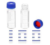 PATIKIL 2ml Autosampler Vial, 100 Pack Pre-Slit Septa HPLC/GC Vials 9-425 Lab Clear Vials Sample Vial Screw Cap Writing Patch PTFE & Silicone for LC Stamper