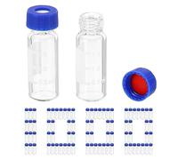 PATIKIL 2ml Autosampler Vial, 1000 Pack HPLC/GC Vials 9-425 Lab Clear Vials Sample Vial Screw Cap Writing Patch Red PTFE & White Silicone Septa for LC Stamper