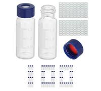 PATIKIL 2ml Autosampler Vial, 100Pcs HPLC/GC Vials 9-425 Lab Clear Vials Sample Vial Screw Cap Writing Patch PTFE & Silicone Septa with Labels for LC Stamper