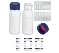 PATIKIL 2ml Autosampler Vial, 100Pcs HPLC/GC Vials 9-425 Lab Clear Vials Sample Vial Solid Screw Cap Writing Patch PTFE & Silicone Septa with Labels for LC Stamper