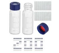 PATIKIL 2ml Autosampler Vial, 200Pcs HPLC/GC Vials 9-425 Lab Clear Vials Sample Vial Screw Cap Writing Patch PTFE & Silicone Septa with Labels for LC Stamper