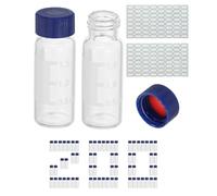 PATIKIL 2ml Autosampler Vial, 200Pcs HPLC/GC Vials 9-425 Lab Clear Vials Sample Vial Solid Screw Cap Writing Patch PTFE & Silicone Septa with Labels for LC Stamper