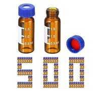 PATIKIL 2ml Autosampler Vial, 500 Pack Pre-Slit HPLC/GC Vials 9-425 Lab Amber Vials Sample Vial Screw Cap Writing Patch PTFE & Silicone Septa for LC Stamper