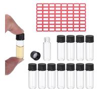 PATIKIL 2ml Clear Glass Vials, 50 Pack Sample Vials with Screw Cap Reagent Media Bottle with Labels Leak-Proof Liquid Sample Glass Vial for Lab Laboratory