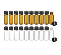 PATIKIL 2ml Glass Sample Vials, 20Pcs Sample Vials with Screw Cap Leak-Proof Liquid Glass Vial Suitable for Laboratory Storing Essential Oils Perfumes Reagents, Transparent/Brown