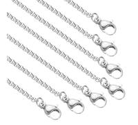 PATIKIL 2mm/0.08" Box Chain Necklace, 10Pcs 24" Thin Square Stainless Steel Jewelry Charm Chains Necklace with Lobster Clasps for Men Women DIY Jewelry Making Gift, Silver Tone