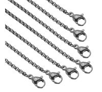 PATIKIL 2mm/0.08" Box Chain Necklace, 10Pcs 28" Thin Square Stainless Steel Jewelry Charm Chains Necklace with Lobster Clasps for Men Women DIY Jewelry Making Gift, Black