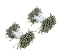 PATIKIL 2mm Double Heads Flower Stamen, 700 Pcs Artificial Flower Stamen Pistil Matt Pearl Floral Stamen for DIY Christmas Card Wedding Decor, Dark Green