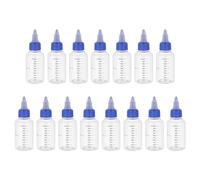 PATIKIL 2oz(60ml) Plastic Dispensing Bottle, 15Pcs Squeeze Graduated Empty Bottles with Blue Twist Cap for Liquids, Inks, Oils, Sauces, Arts and Crafts, Transparent